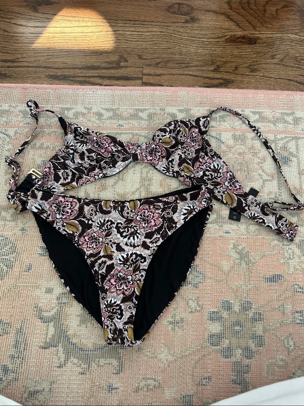 Beach Riot Floral Black, Pink & Gold Bikini Set